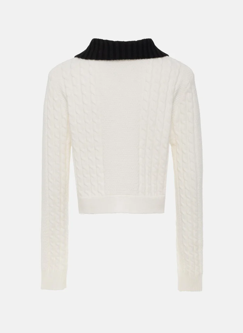 Lichi Cable knit cardigan with contrasting details